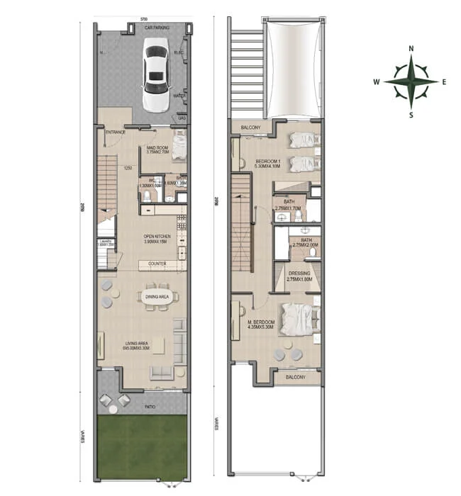 Granada II 3 bedroom townhouse floor plan (Type C1)