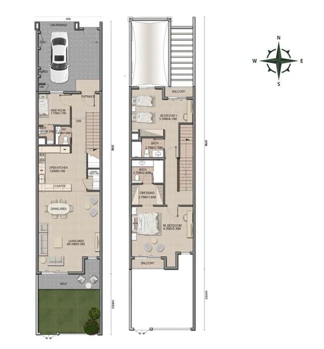 Granada II 3 bedroom townhouse floor plan (Type C2)
