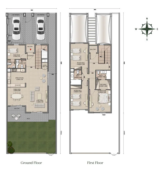 Granada II 3 bedroom townhouse floor plan (Type A2)