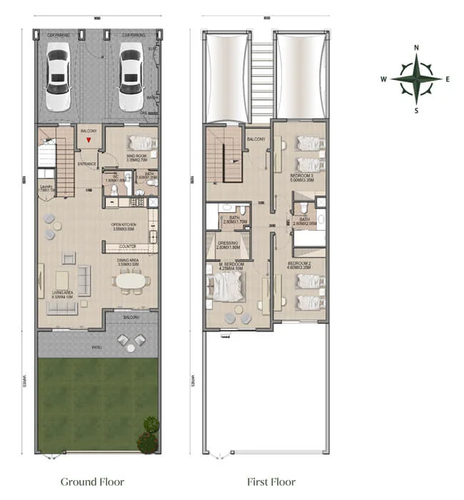 Granada II 3 bedroom townhouse floor plan (Type B1)