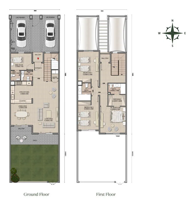 Granada II 3 bedroom townhouse floor plan (Type B2)