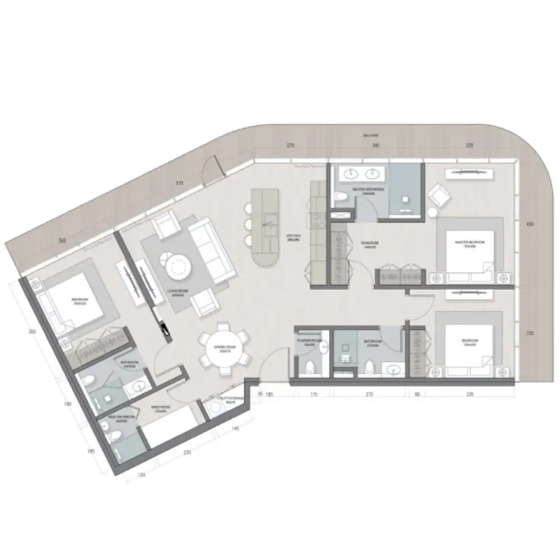 Quattro Del Mar 3 bedroom apartment floor plan at Hayat Island, Ras Al Khaimah