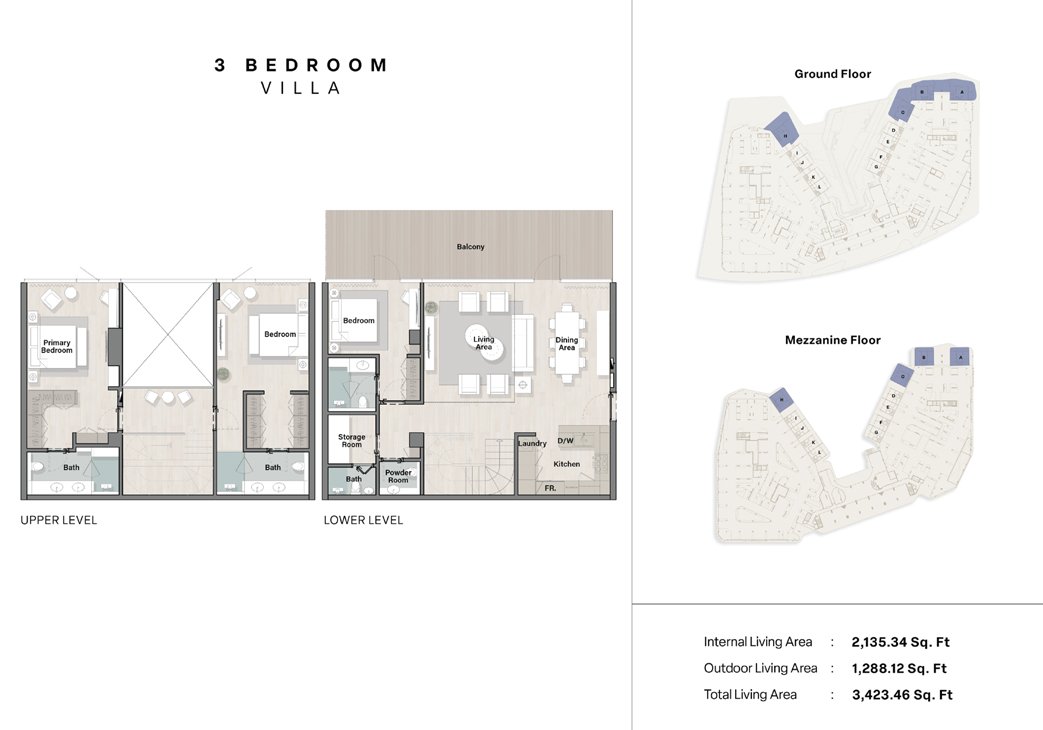 3 Bedroom Villa Floor Plan – Porto Playa Ras Al Khaimah (Hayat Island)