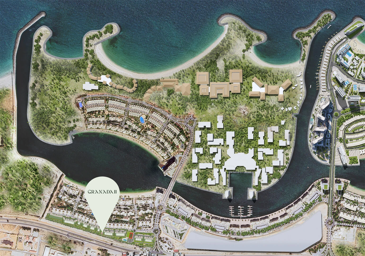 Connectivity map from Granada II to key destinations in Ras Al Khaimah