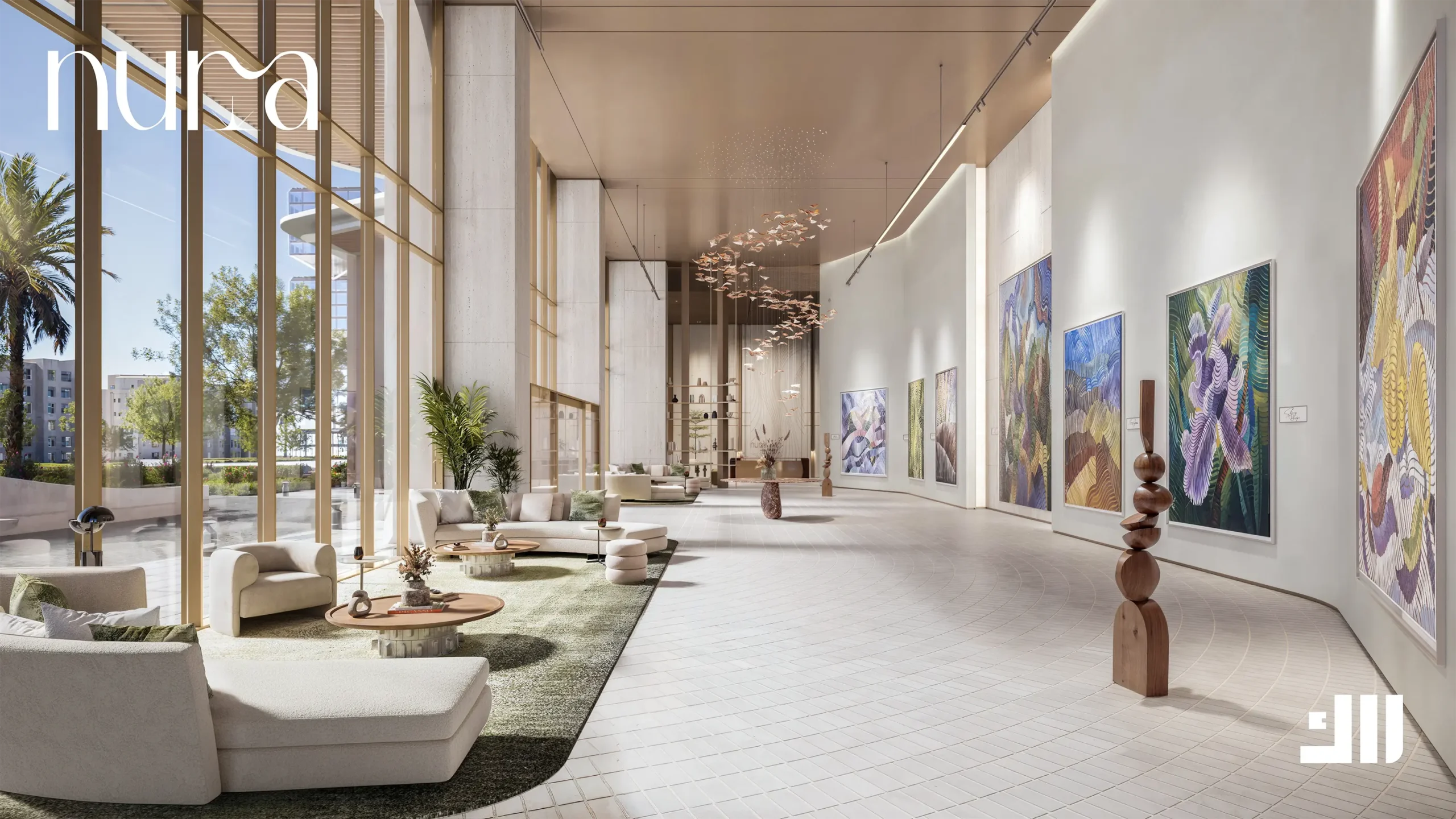 Curated art gallery lounge at Nura by RAK Properties