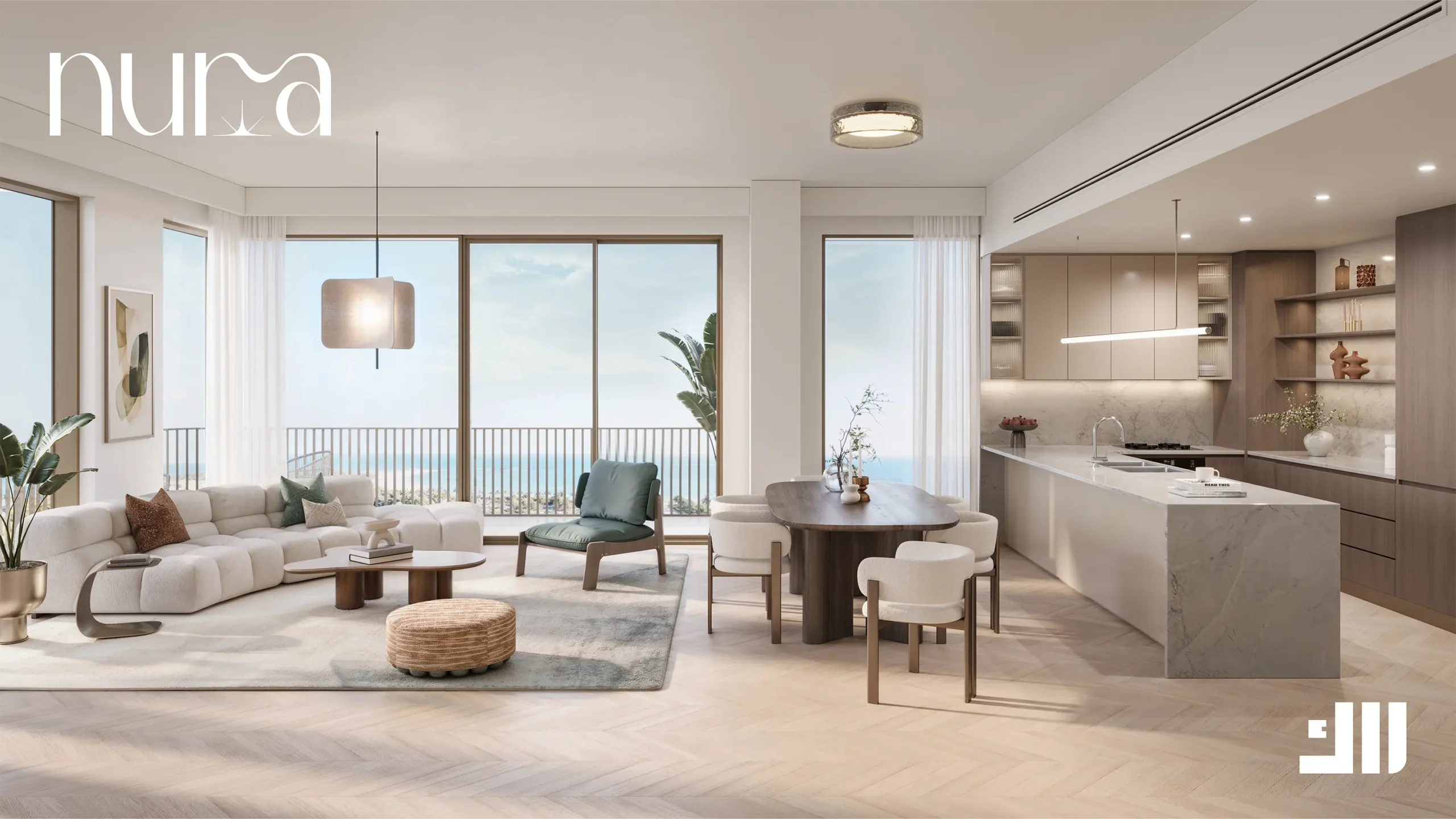 Nura 1 to 3 bedroom apartment living area