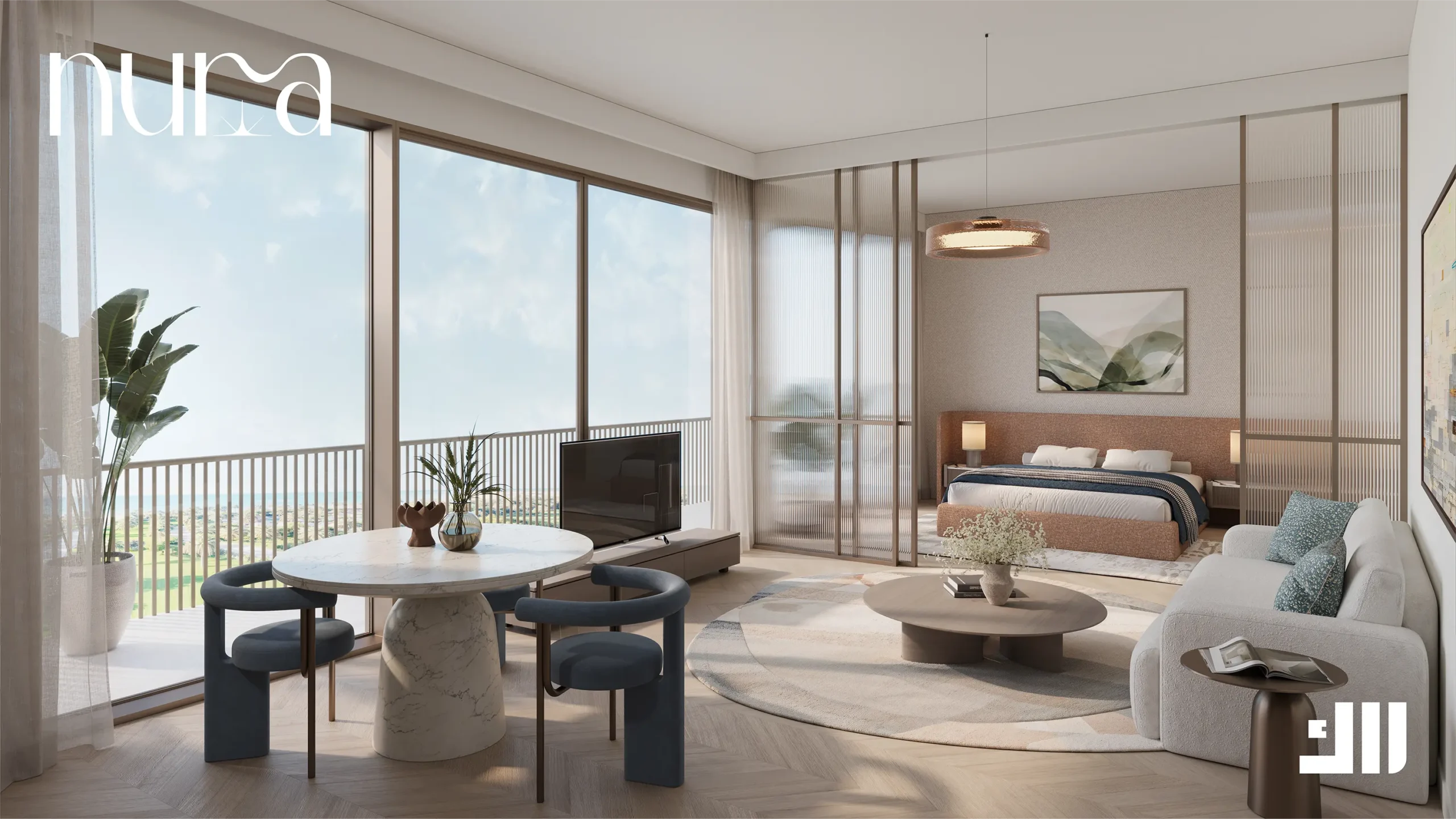 Nura 4 bedroom penthouse living and dining area