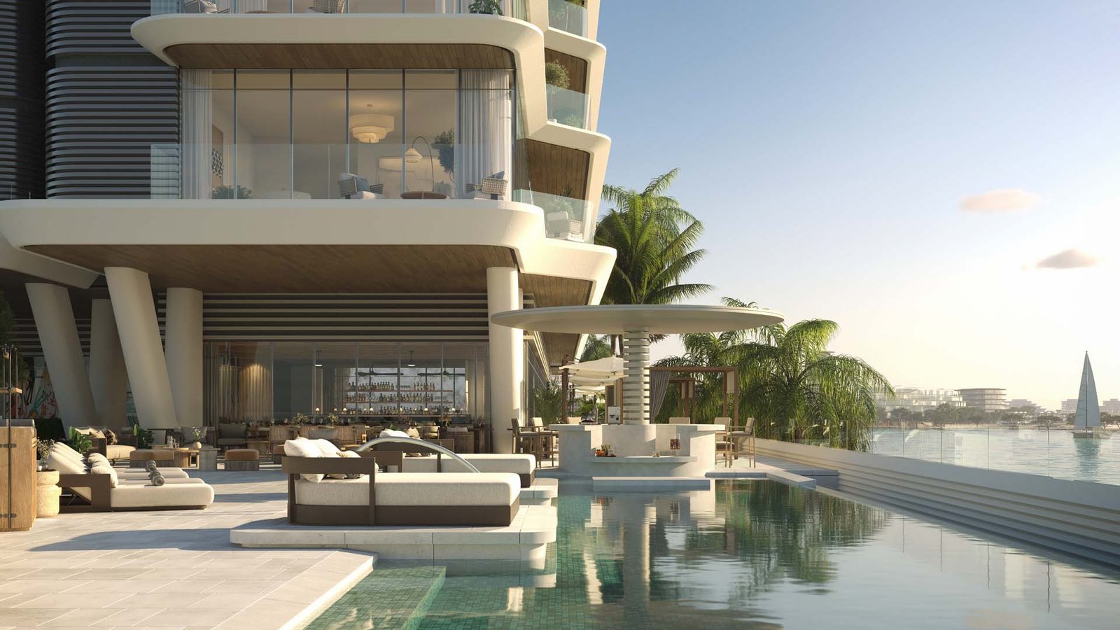 Sunset view over waterfront villas at Anantara Mina Ras Al Khaimah