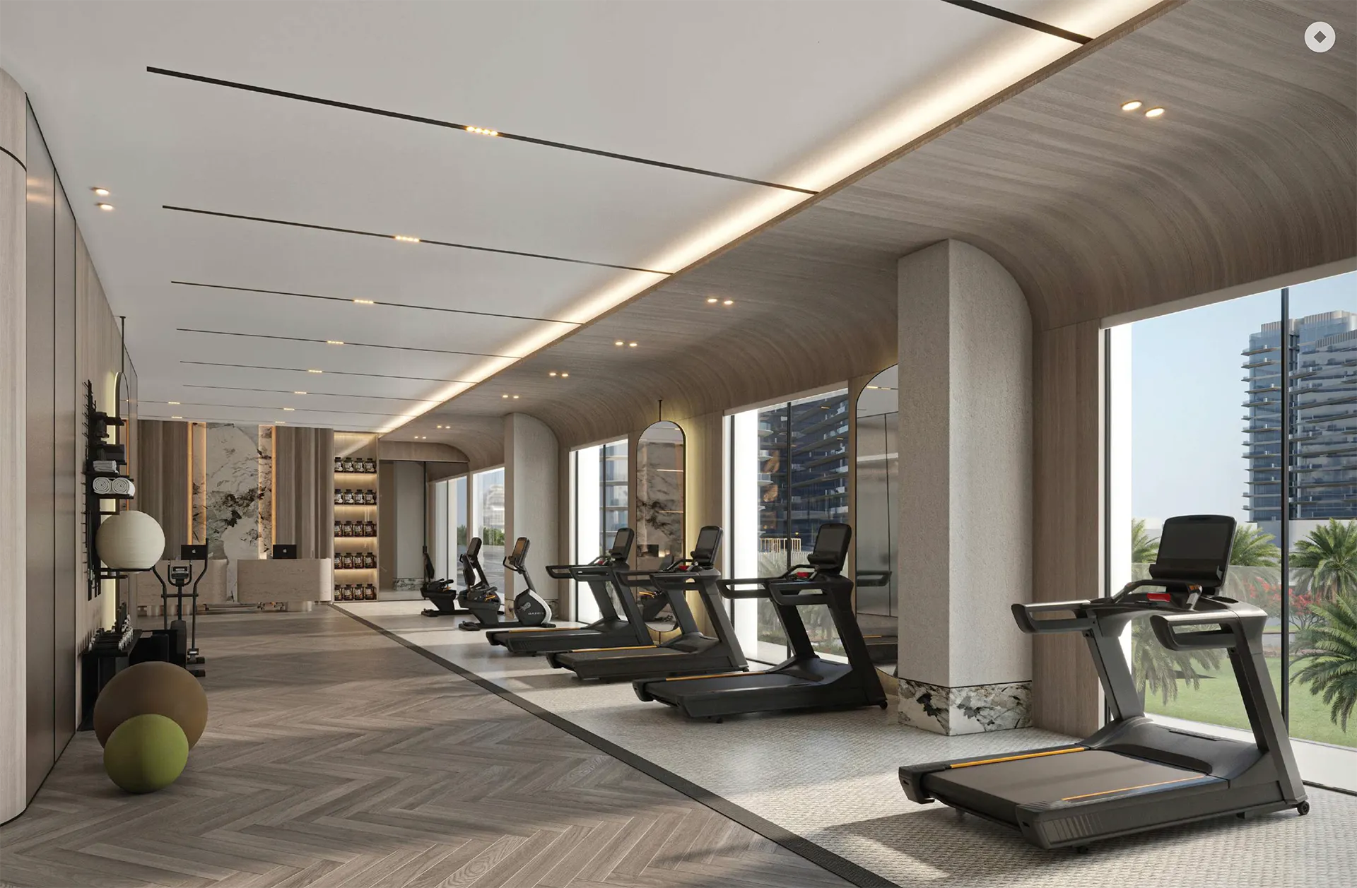 Mirasol II fitness gym with modern cardio equipment at Mina Al Arab