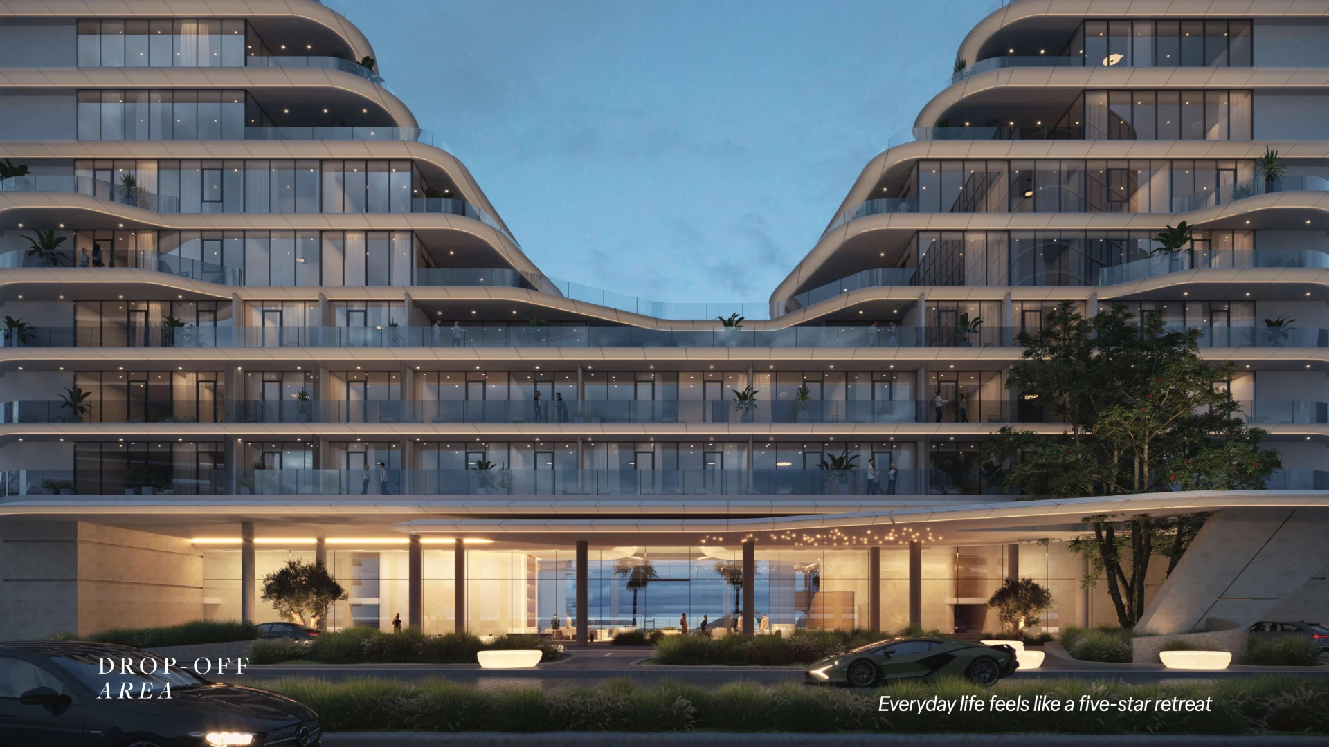 Resident drop-off and arrival area at Porto Playa Ras Al Khaimah