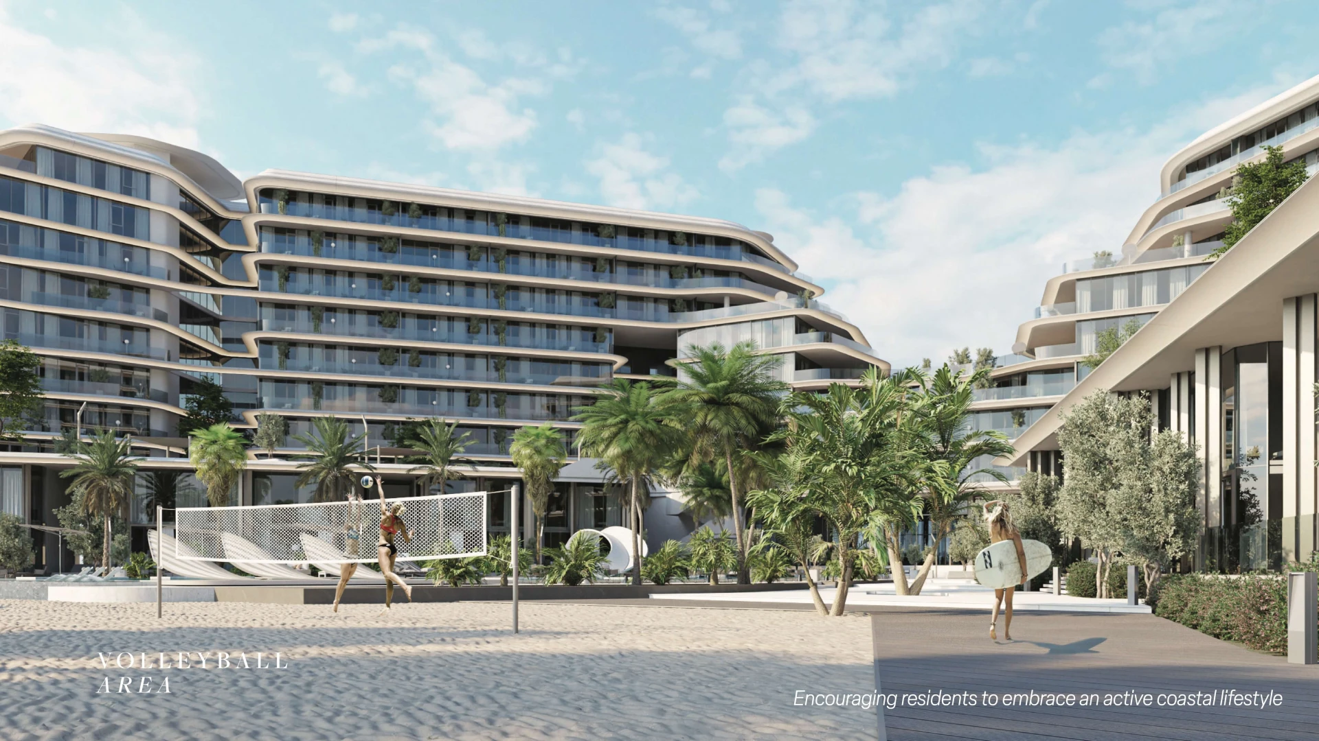 Beach volleyball court at Porto Playa Ras Al Khaimah waterfront community