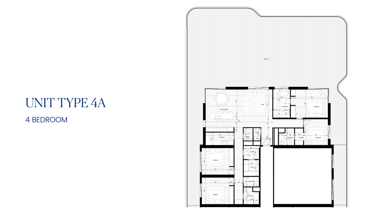 Nikki Beach Residences Ras Al Khaimah 4 bedroom floor plan layout (Unit Type 4A)