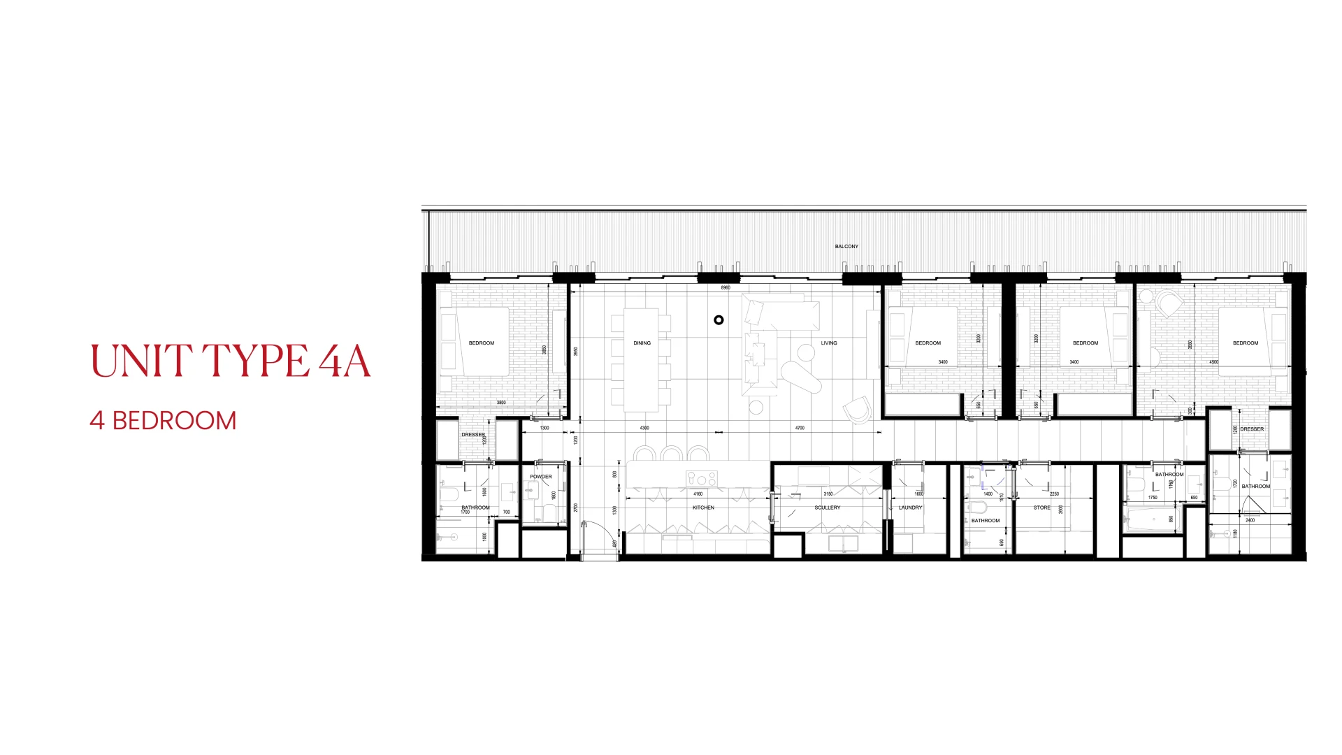 Rosso Bay Residences Ras Al Khaimah 4 bedroom floor plan Type 4A