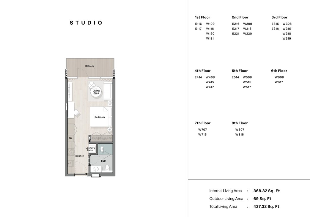 Studio Apartment Floor Plan – Porto Playa Ras Al Khaimah
