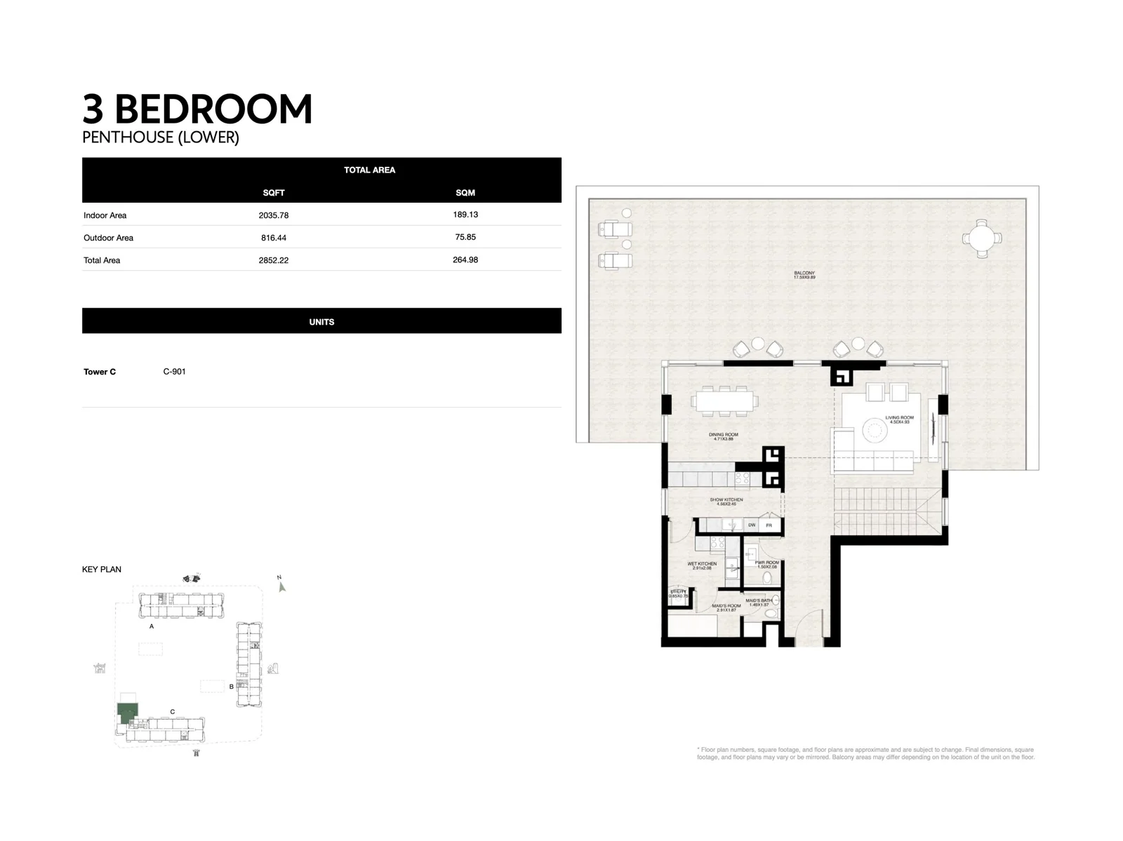 2 bedroom apartment floor plan at Lunara by RAK Properties
